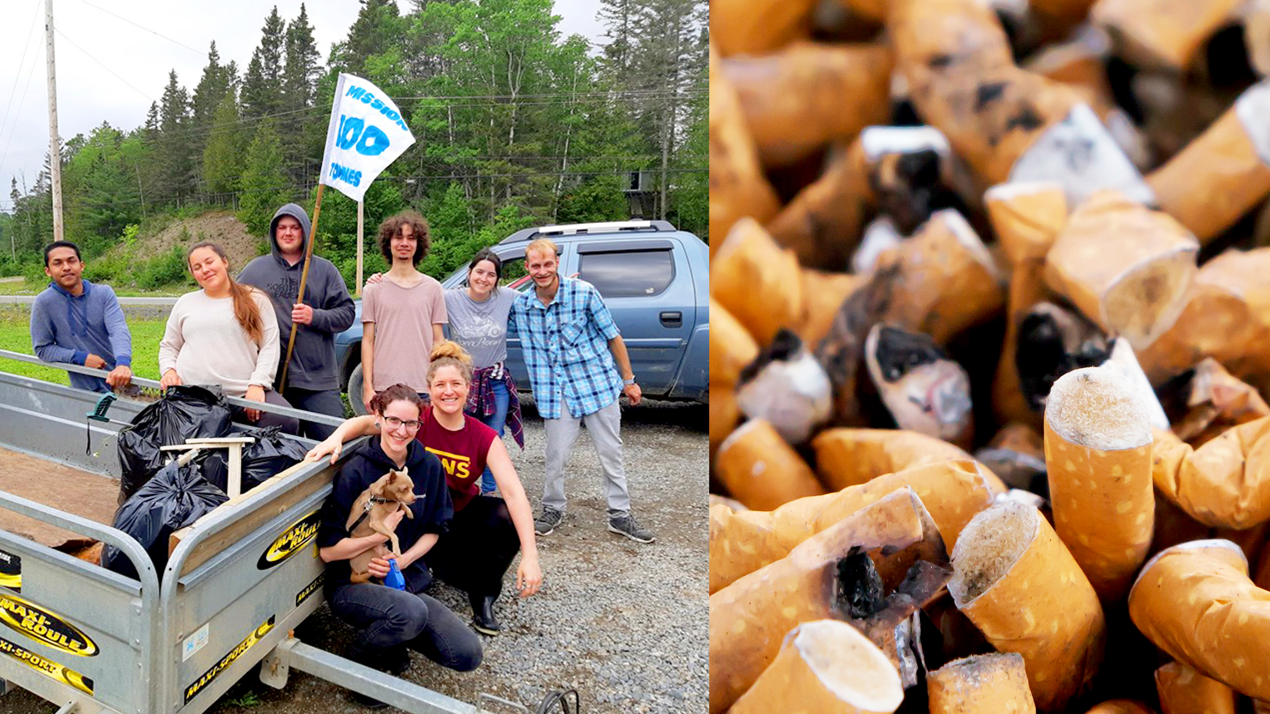 Young people from Matane discouraged by cigarette butts after picking up a ton of garbage